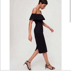 Aritzia Babaton Black Ruslan Off-the-Shoulder dress. Size 2.